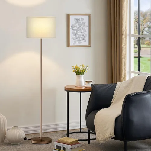 Miniatura 22 de Ambimall - Lámpara de pie moderna con control remoto, lámparas altas para sala de estar, habitación, oficina y comedor, pantalla beige con poste