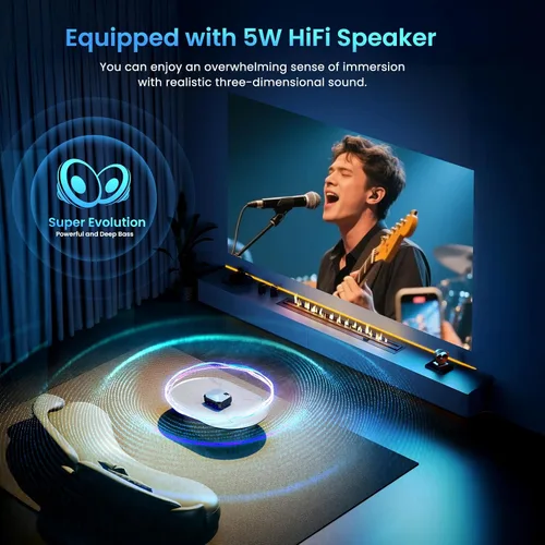 Miniatura 5 de [Compatible con Netflix/alto brillo] Proyector inteligente con WiFi 6 y Bluetooth 5.3, proyector de películas para exteriores 4K con Prime