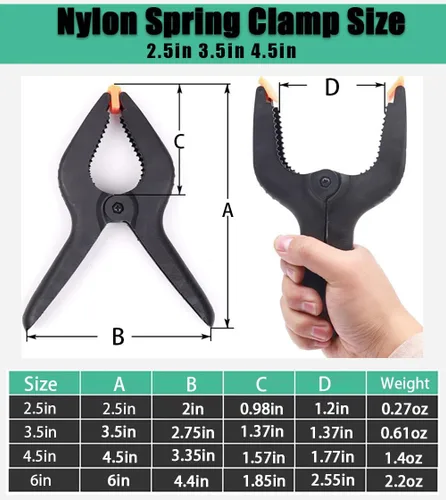 Miniatura 2 de Abrazaderas de resorte, paquete de 6, abrazaderas de resorte de plástico profesional de 6 pulgadas de alta resistencia para manualidades, clips
