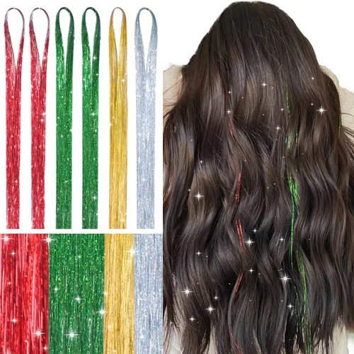 Miniatura 19 de Wennalife 12 piezas de extensiones de cabello azul con clip, extensiones de cabello con clip de colores para niños, pinzas de cabello arcoíris