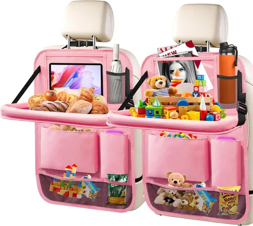 Miniatura 10 de Organizador de asiento trasero de automóvil, paquete de 2 organizadores de asiento trasero de automóvil con soporte para tableta de 11 pulgadas, 10