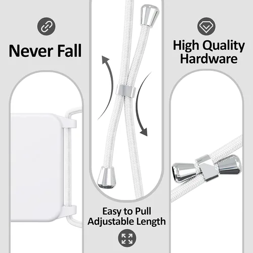 Miniatura 3 de Estuche cruzado con cordón para iPhone 15 Pro, cuello y muñeca, manos libres, correa ajustable y desmontable, protección contra caídas, silicona a