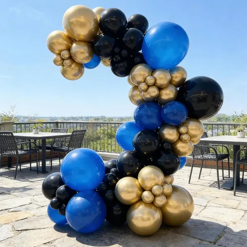 Miniatura 6 de 110 globos negros y dorados, globos metálicos dorados y negros de 18/12/10/5 pulgadas para graduación 2026, boda, cumpleaños, decoración de fiesta