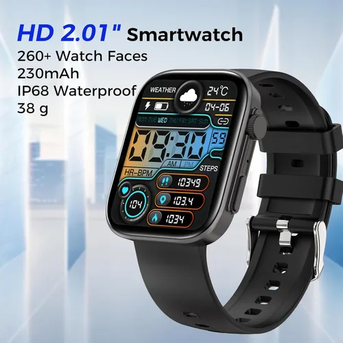 Miniatura 4 de Relojes inteligentes para hombres y mujeres, hacer/responder llamadas, pantalla HD de 2.01 pulgadas con más de 260 caras de reloj, monitor