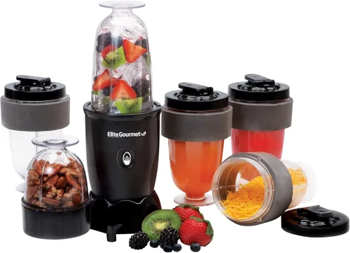 Elite Gourmet EPB-1800A# - Mezclador personal de 17 piezas, licuadora deportiva de 16 onzas de capacidad, incluye cuchilla para cortar y mezclar,