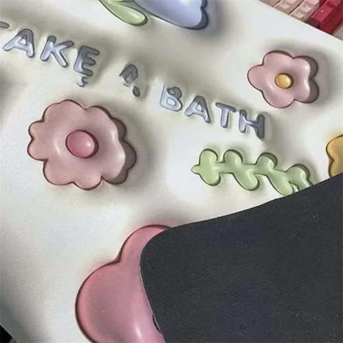 Miniatura 4 de LELEBEAR Tapete absorbente antideslizante visual 3D, tapete de baño de flores lindas, tapete de baño de barro de diatomeas suave, súper absorbente