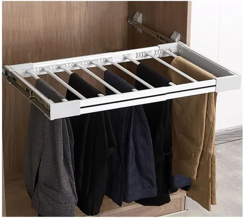Miniatura 8 de Perchero extraíble para pantalones, percheros de carrito, organizador de armario, ahorro de espacio, organizador de armario, estantes organizadores