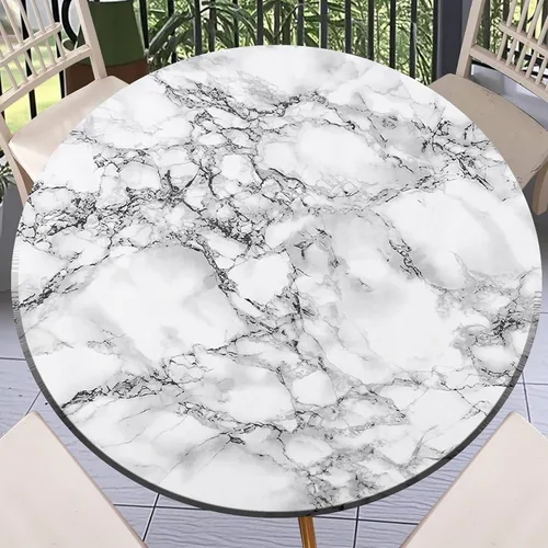Miniatura 59 de Round Fitted Tablecloth with Elastic Outdoor Table Cover Round Elastic Tablecloths for Tables Waterproof Wipeable Table Cloths for
