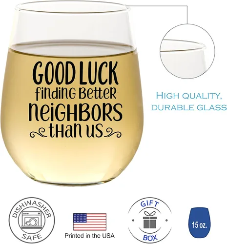 Miniatura 7 de CEDAR CRATE MARKET Regalos divertidos para vecinos, mejores regalos para vecinos, amigos que se mudan, copas de vino divertidas, despedida, copa