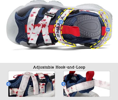 Miniatura 34 de JMFCHI Sandalias deportivas de verano para niños y niñas, sandalias de punta cerrada para exteriores, zapatos atléticos para agua, sandalias