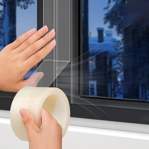 Miniatura 9 de Dstorelhp Cinta de Sellado Meteorológico de 2 Pulgadas x 131 Pies, Cinta de Aislamiento Transparente para Ventana de Aire Acondicionado, Aislamiento