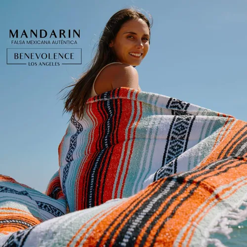 Miniatura 2 de Manta mexicana tipo sarape, tejida a mano, perfecta para usarse como tapete de yoga, manta de playa, manta de picnic, montura de caballo
