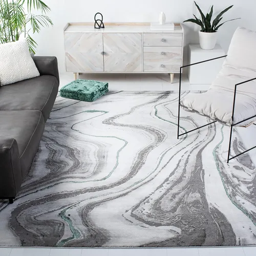 Miniatura 12 de SAFAVIEH Craft Collection - Alfombra decorativa, 2'3" x 4', azul y gris, diseño abstracto moderno, no desprende pelusa y de fácil cuidado, ideal