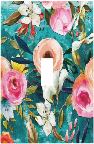 Miniatura 41 de Cubierta de Interruptor de Luz de Estilo Boho Vintage de los 70 Sol Arcoíris Champiñón Floral Rocker Individual 1 Gang Cubierta de Enchufe