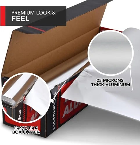 Miniatura 6 de Stock Your Home Rollo de papel de aluminio resistente, rollo de papel de aluminio de 300 pies x 12 pulgadas de ancho, papel de aluminio resistente