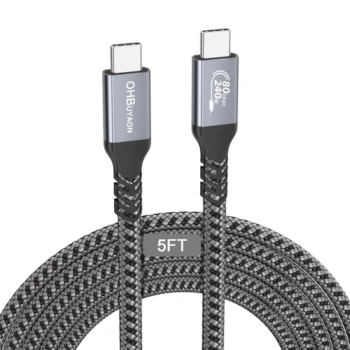 Miniatura 10 de Cable USB 4 de 80 Gbps para cable Thunderbolt 5, [certificado USB-IF], cable de datos USB C de 120 Gbps, carga rápida PD de 240 W, cable de monitor