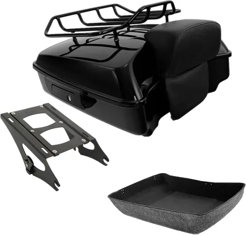 Miniatura 17 de TCMT Pestillos Negros de 10.7" para Maletero Cortado, Almohadilla de Respaldo, Luz Trasera LED con Señal de Giro Compatible con Harley Touring