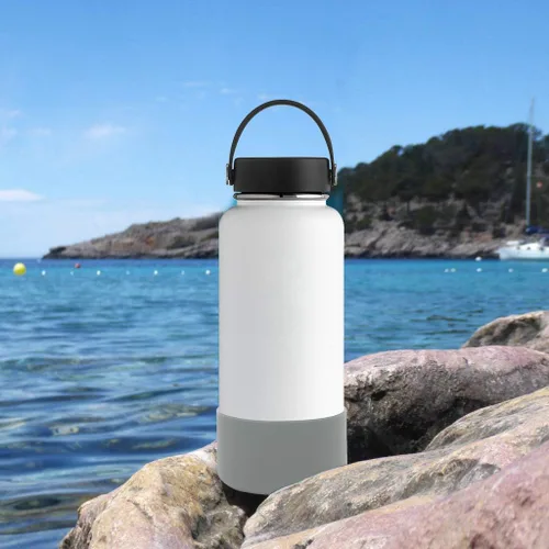 Miniatura 5 de Funda protectora de silicona para botellas de agua Hydroflask de 12 oz - 40 oz con parte inferior antideslizante Stanley Sleeve Cover Bumper Gris