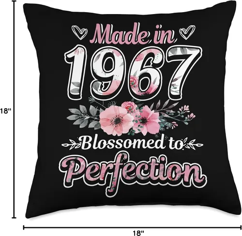Miniatura 4 de Birthday Gifts For Women In Flower Style Almohada de cumpleaños, diseño floral, hecha en 1967, 18 x 18 pulgadas, multicolor