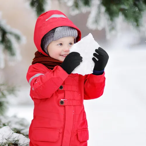 Miniatura 4 de Boao 6 pares de guantes para niños, dedos completos, guantes de punto para niños pequeños, guantes cálidos de invierno para niños y niñas