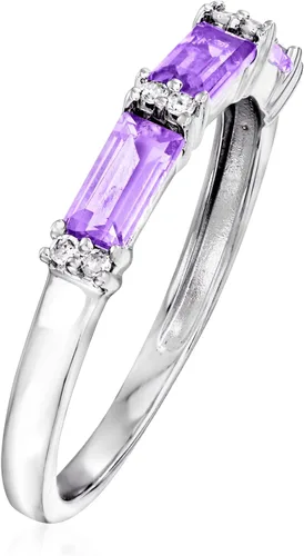 Miniatura 3 de Ross-Simons 0.65 ct. t.w. Amethyst Ring With Diamond Accents in 14kt White Gold