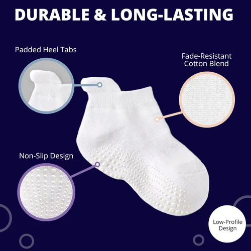 Miniatura 3 de LA ACTIVE Calcetines con agarre antideslizante para tobillos para niños y niñas con suela antideslizante para bebés, niños pequeños y niños