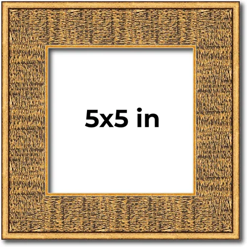 Marco de fotos Sonoma de madera maciza envejecida de 5 x 5 pulgadas, ancho de moldeo de 1.625 pulgadas, con plexiglás acrílico UV, respaldo de