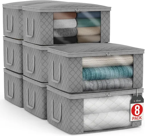 Miniatura 16 de Sorbus Bolsas de Almacenamiento de Ropa Medianas – Contenedores de Almacenamiento de Mantas Plegables para Organizar Dormitorio, Armario, Ropa, Beige
