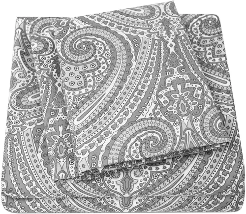 Miniatura 47 de Juego de sábanas y fundas de almohada de la colección 1500 Supreme, tamaño Queen, estampado Paisley gris - Juego de sábanas y fundas de almohada