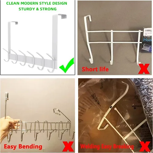 Miniatura 2 de DOKU Gancho sobre la puerta, soporte resistente para colgar sobre la puerta para abrigos, batas, sombreros, ropa y toallas, organizador de baño