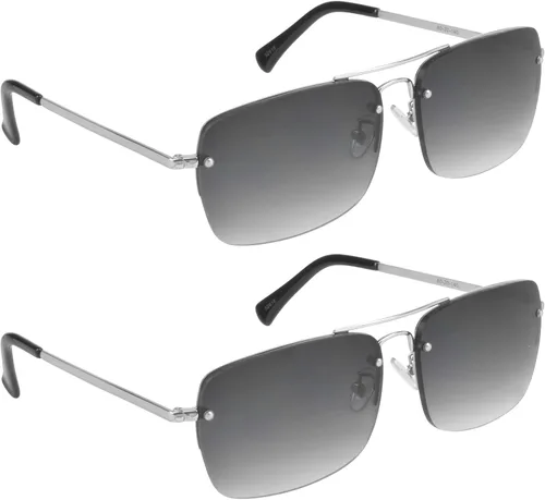 Miniatura 6 de proSPORT Gafas de sol Lectores Lente Completo Cuadrado Aviador Sin Montura Metal Plata Oro Gradiente Gris Marrón Tinte Hombres Mujeres NO BIFOCAL