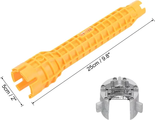 Miniatura 2 de PATIKIL Instalador de grifo y fregadero, llave multiusos 5 en 1, herramienta de fontanería para inodoro y lavabo, color amarillo