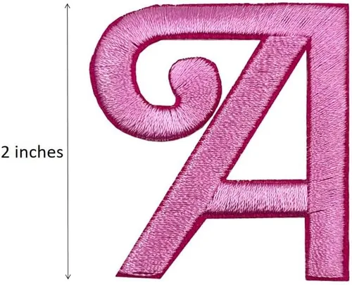 Miniatura 2 de Parches bordados con letras cursivas rosadas para planchar, apliques para ropa, sombrero de vestir, sombrero, jeans, letra del alfabeto (Aa-Zz)