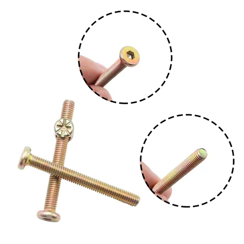 Miniatura 4 de Juego de 10 tornillos hexagonales de cabeza redonda plana M6 x 2.165 in, perfectos para accesorios de cama de madre y bebé, galvanizados para una