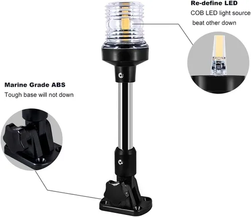 Miniatura 4 de Luz LED blanca plegable para popa de lancha, anclaje, para pontón y lancha de pesca (12 pulgadas)