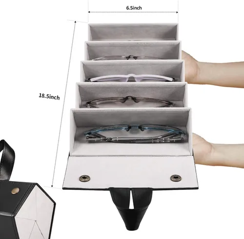 Miniatura 3 de SMARTTOP Organizador de gafas de sol con 5 ranuras y 6 ranuras caja de almacenamiento de gafas de poliuretano múltiples pantallas para colgar