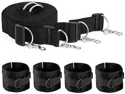 Miniatura 5 de BDSM - Kit sexual de restricciones para parejas, tamaño King, restricciones de cama para tobillo y muñeca, correas de amarre sexual debajo