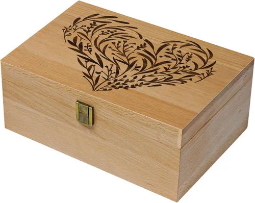 Miniatura 10 de EXISTING Caja de Memoria para Recuerdos, Caja de Recuerdos de Madera de Corazón Floral Cortada con Láser, Caja Grande de Almacenamiento de Madera