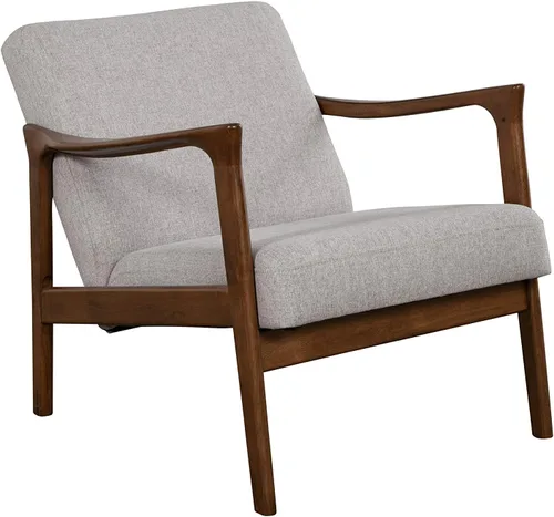 Alpine Furniture Zephyr - Silla de salón retro de mediados de siglo con brazo de madera tapizado, muebles de sala de estar, 33 pulgadas de ancho x