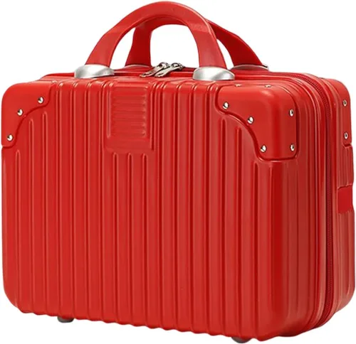 Viaje de maquillaje para mujeres y niñas, estuche portátil impermeable para cosméticos de ABS con banda elástica y cremallera, funda rígida para