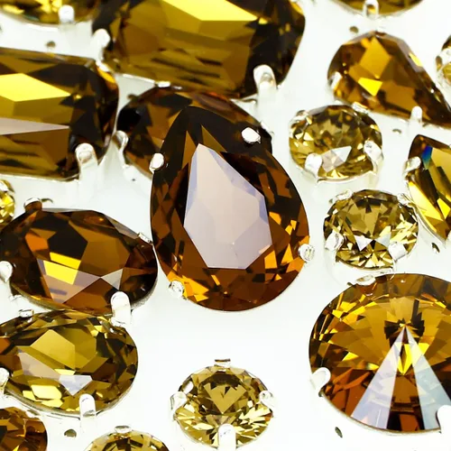 Miniatura 23 de DONGZHOU Diamantes de imitación para coser con ajuste de garra, Piedra Fantasía con agujero hueco, gemas plateadas con parte trasera plana