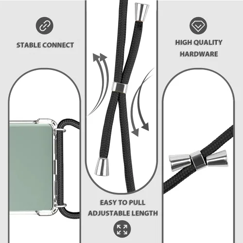 Miniatura 3 de para Google Pixel 6a Funda con Correa Ajustable para Cuello, Hombro y Cruzada Transparente Funda Móvil Duradera, Suave y delgada de Ajuste Perfecto