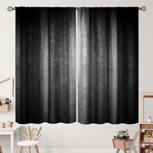 Cortinas negras y grises con textura de vidrio fresco, abstracto, moderno, elegante, con bolsillo para barra, cortinas opacas para dormitorio, sala