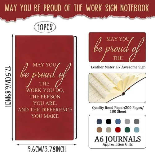 Miniatura 2 de Ireer 10 juegos de cuadernos de cuero sintético A6 con bolígrafos, regalo inspirador de agradecimiento para compañeros de trabajo, equipo, profesor