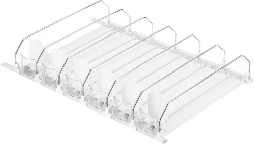 Miniatura 10 de uxcell Organizador de latas de soda para refrigerador, organizador de bebidas autoempujable para refrigerador, dispensador de bebidas ajustable