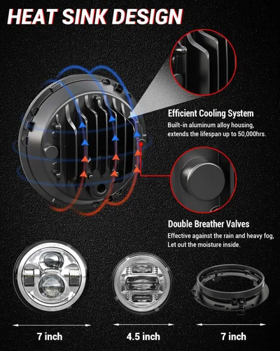 Miniatura 6 de Z-OFFROAD Nuevo faro LED de motocicleta de 7 pulgadas con luces antiniebla de 4.5", kit DOT compatible con Harley Davidson Road King Electra Glide