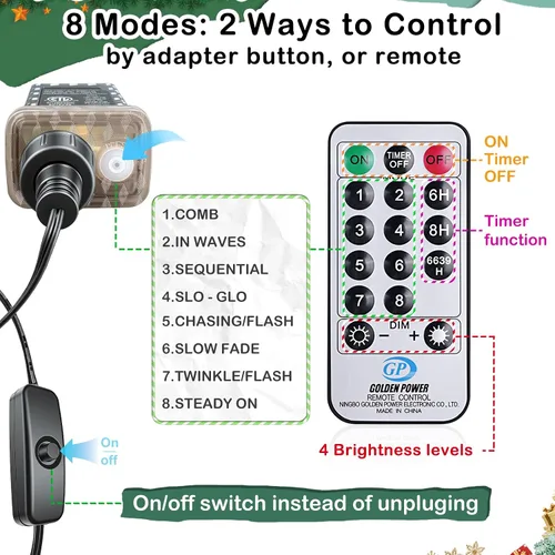 Miniatura 5 de Guirnalda de luces LED de 99 pies con 300 luces para dormitorio, patio, interior/exterior, impermeable, luces de cobre para cumpleaños, boda