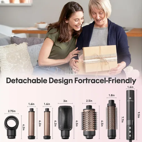 Miniatura 3 de 6 in 1 Hot Air Wrap Hair Styler, Blow Dryer Brush Set, Travel Hair Dryer Brush with Auto-Winding Curl L/R, Fast Drying, Smooth Blowouts, Root-Lift