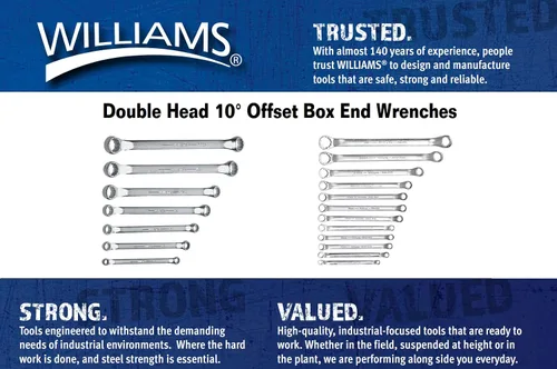Miniatura 6 de Williams BWM-1315 Llave de extremo de caja de desplazamiento de 10 grados de cabeza doble de 13 por 0.591 in