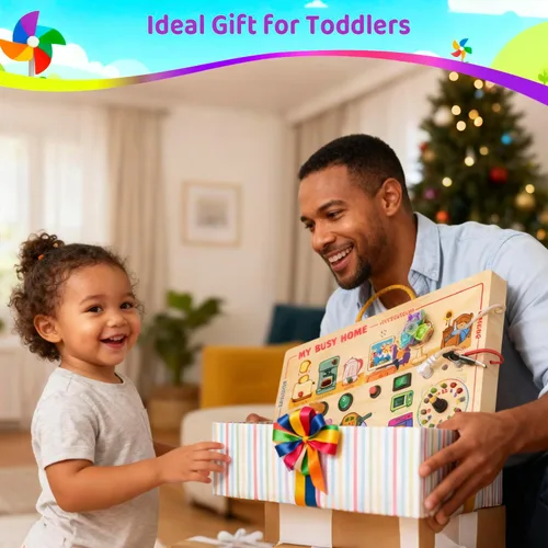 Miniatura 7 de UdoUto My Busy Home Montessori Tabla Ocupada para Niños Pequeños de 1-3 - Tabla de Actividades Sensoriales de Madera con Electrodomésticos de Madera